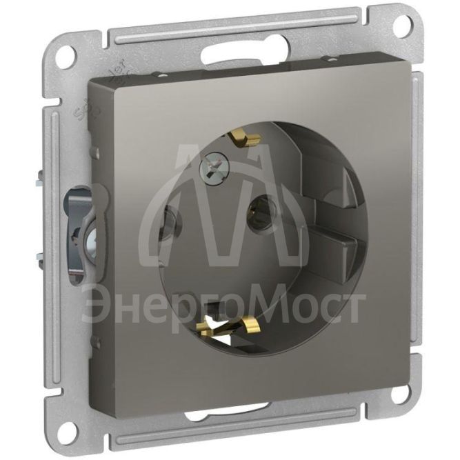 Механизм розетки 1-м СП AtlasDesign 16А с заземл. сталь SchE ATN000943