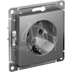 Механизм розетки 1-м СП AtlasDesign 16А с заземл. сталь SchE ATN000943