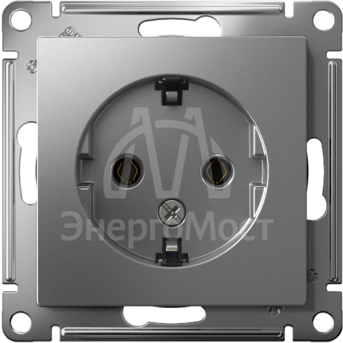 Механизм розетки 1-м СП AtlasDesign 16А с заземл. сталь SchE ATN000943