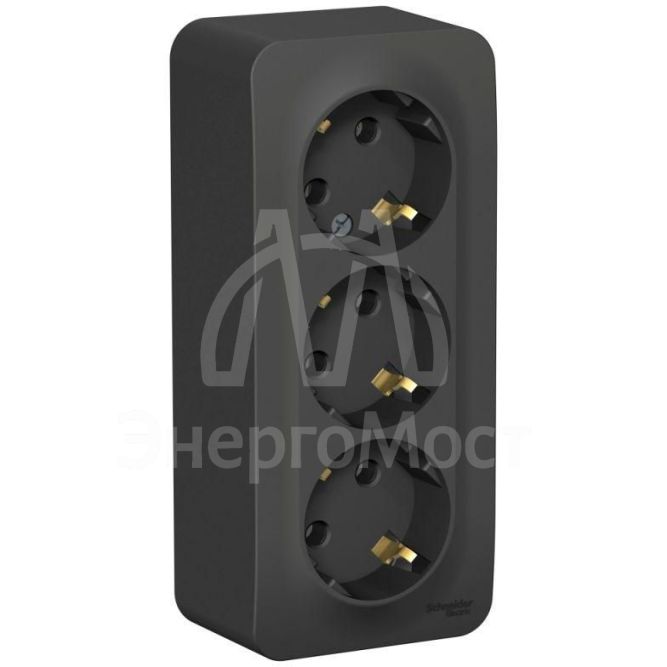 Розетка 3-м ОП BLANCA 16А 250В без шторок с заземл. изол. пласт. антрацит SchE BLNRA010316
