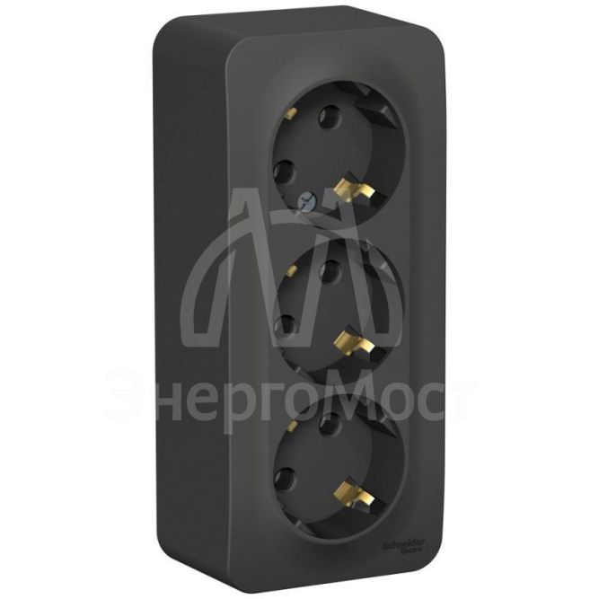 Розетка 3-м ОП BLANCA 16А 250В без шторок с заземл. изол. пласт. антрацит SchE BLNRA010316