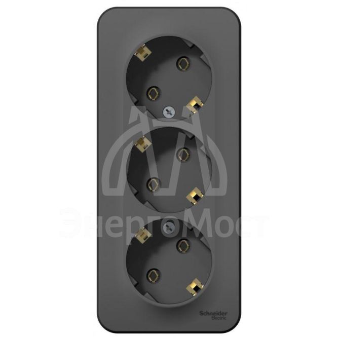 Розетка 3-м ОП BLANCA 16А 250В без шторок с заземл. изол. пласт. антрацит SchE BLNRA010316