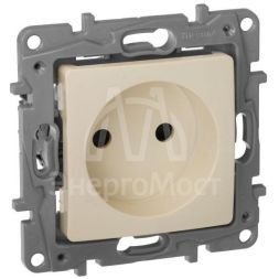 Механизм розетки 1-м СП Etika 2К 16А защ. шторки без заземл. винт. зажимы сл. кость Leg 672334