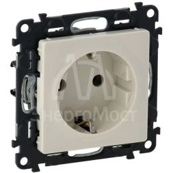 Механизм розетки 1-м СП Valena Life 16А IP20 250В 2К+З с лиц. панелью защ. шторки винт. зажимы сл. кость Leg 753524