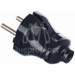 Вилка прямая ВПп20-02-Ст разборная без заземл. контакта 6А черн. IEK EVP20-06-01-K02