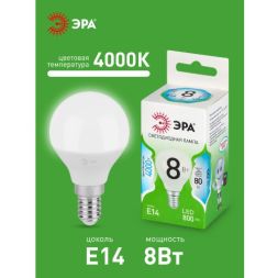 Лампа светодиодная GREEN LINE P45-8W-840-E14 GL 8Вт шар 4000К яркий свет бел. E14 Эра Б0067063