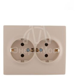 Розетка 2-м СП KARINA термопласт с заземл. крем. LEZARD 707-0300-127B