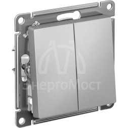 Механизм выключателя 2-кл. СП AtlasDesign 10А IP20 (сх. 5) 10AX алюм. SchE ATN000351