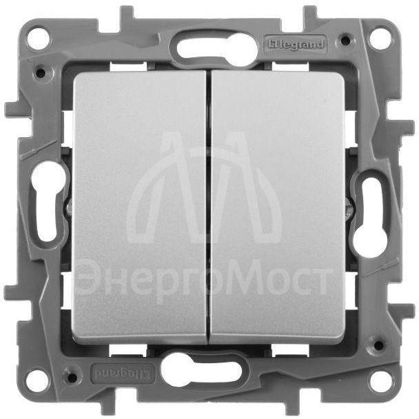 Механизм выключателя 2-кл. СП Etika 10А IP20 250В 10AX авт. зажимы алюм. Leg 672402