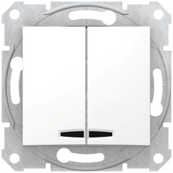 Механизм выключателя 2-кл. СП Sedna 10А IP20 (сх. 5а) 250В с син. подсветкой бел. SchE SDN0300321