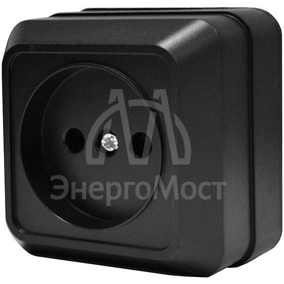 Розетка 1-м ОП Олимп 16А IP20 без заземл. черн. Universal 2224