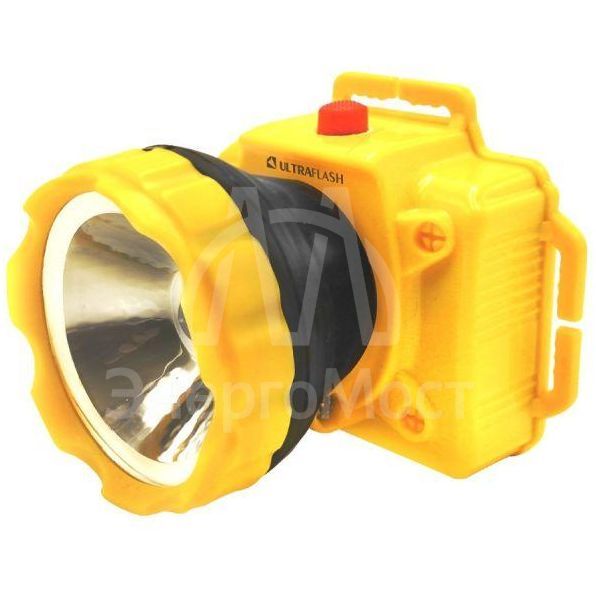 Фонарь налобный LED53761 1LED 1Вт 1 реж. 3XR6 пластик. желт. Ultraflash 14255