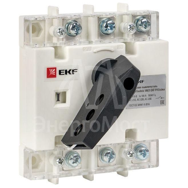 Рубильник-выключатель 3п 100А с рукояткой управления для прямой установки PowerSwitch PROxima EKF psds-100-3