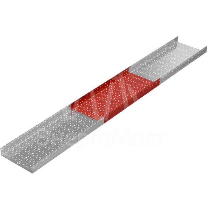 Лоток листовой перфорированный 500х100 L3000 сталь 1.5мм &amp;quot;БЫСТРЫЙ МОНТАЖ ПЛЮС&amp;quot; LPplus100-500-1.5-3000 оцинк. КМ PL0286