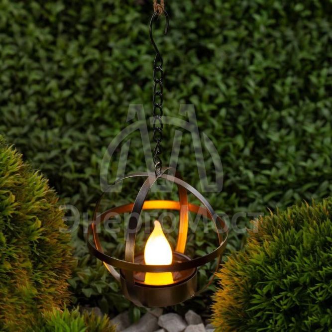 Светильник садовый ERASFM-02 Лофт 28см подвесной на цепи солнечная батарея металл ЭРА Б0044846