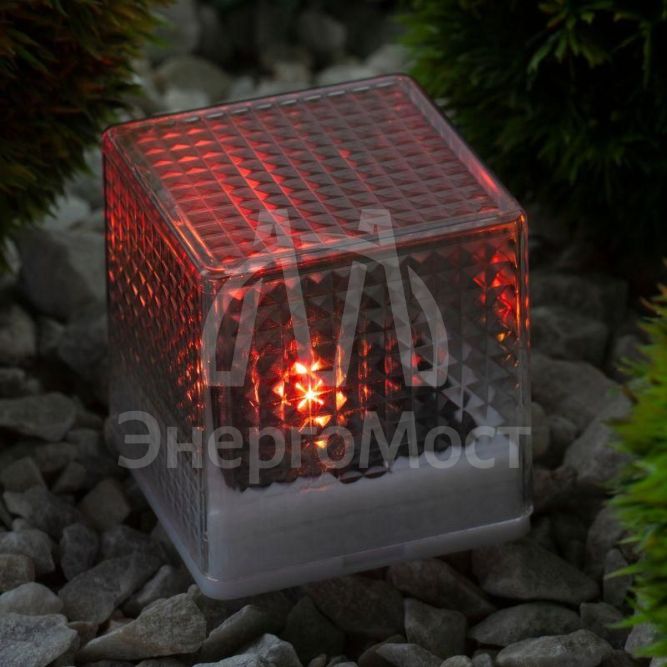 Светильник садовый SL-PL20-СUB 20см солнечная батарея пластик прозр. черн. ЭРА Б0016247