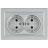Розетка 2-м СП BRITE РС12-3-БрА 16А в сборе с заземл. без защ. шторок алюм. IEK BR-R21-16-K47-F