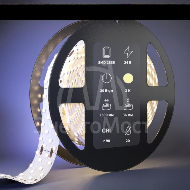 Лента светодиодная 24В 2835 30Вт/м 3000К 2 IP20 (уп.5м) Maytoni 201117
