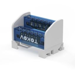 Шина на DIN-рейку в корпусе (кросс-модуль) 2 группы по 7 отверстий 100А TOKOV ELECTRIC TKE-DBTB-100-2-7/L+PEN