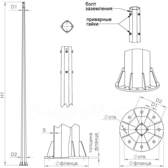 Комплект крепежа для ОГСФ/ОСФ-0.4 Пересвет В00005081