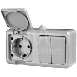 Блок ОП Dita (розетка 16А 250В с заземл. 2-кл. выкл. 10А) IP54 сер. TOKOV LIGHT TKL-DT-V2RZ-C06-IP54