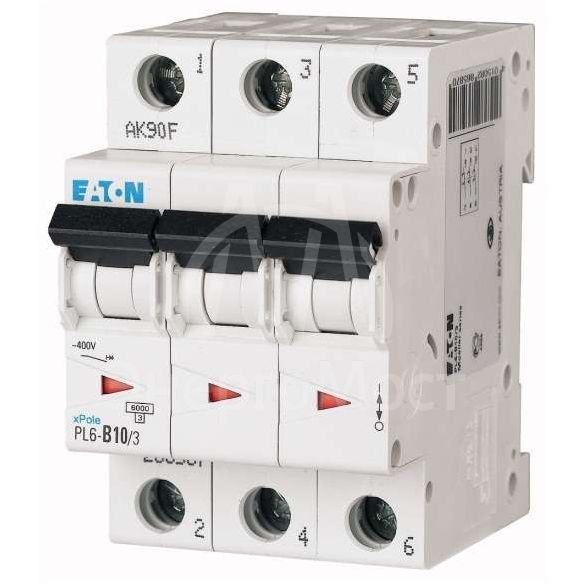 Выключатель автоматический модульный 3п C 10А 6кА PL6 EATON 286599