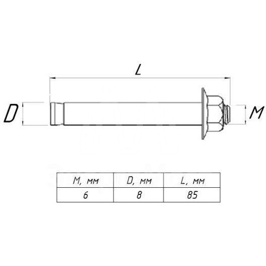 Болт анкерный с гайкой М8х85 EKF abgm8x85