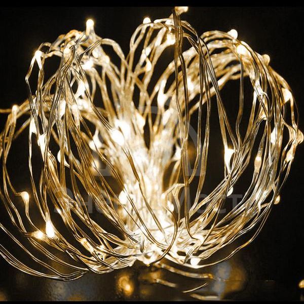 Гирлянда светодиодная &amp;quot;Золотые нити&amp;quot; 10м 100LED в виде капель работает от сети 220В Космос KOCNL-EL151