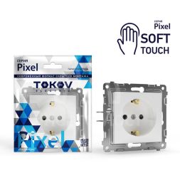 Розетка 1-м СП Pixel 16А IP20 с заземл. механизм айс TOKOV ELECTRIC TKE-PX-R1Z-C34