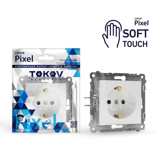 Розетка 1-м СП Pixel 16А IP20 с заземл. механизм айс TOKOV ELECTRIC TKE-PX-R1Z-C34