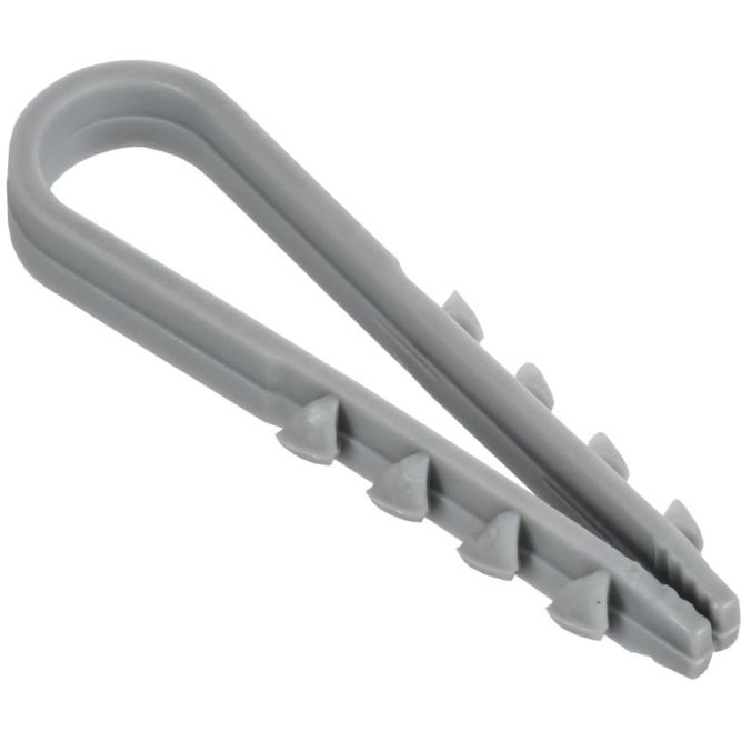 Дюбель-хомут 5х10мм для круглого кабеля нейлон сер. (уп.100шт) GENERICA UDH13-05-10-100-K03-G