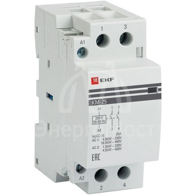 Контактор модульный КМ 25А 2NО (2 мод.) EKF km-2-25-20