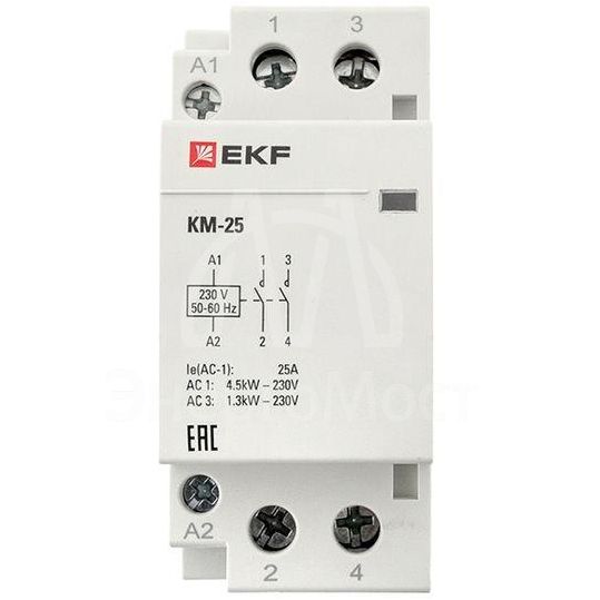 Контактор модульный КМ 25А 2NО (2 мод.) EKF km-2-25-20