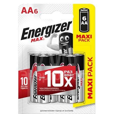 Элемент питания алкалиновый MAX LR6/316 BL6 (6/72) (блист.6шт) Energizer 381636