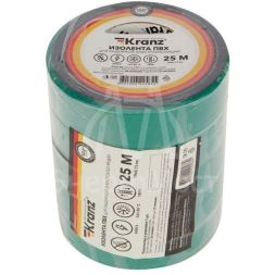 Изолента ПВХ 0.13х19мм 25м зеленая (уп.5шт) Kranz KR-09-2203