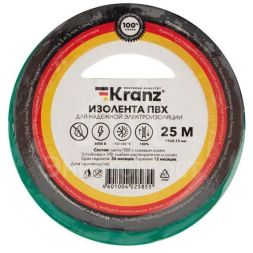 Изолента ПВХ 0.13х19мм 25м зеленая (уп.5шт) Kranz KR-09-2203