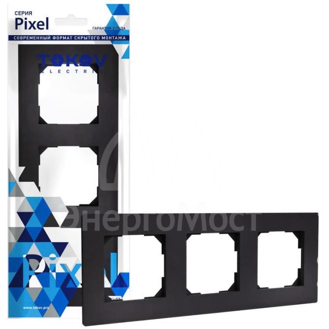 Рамка 3-м Pixel универс. карбон TOKOV ELECTRIC TKE-PX-RM3-C14