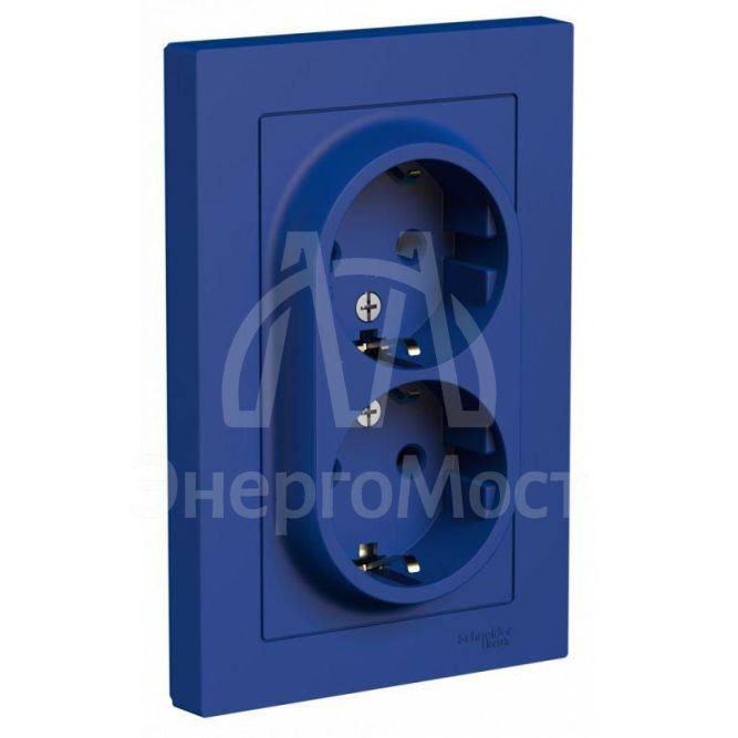 Розетка 2-м. AtlasDesign 16А с заземл. в сборе аквамарин SE ATN001124