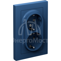 Розетка 2-м. AtlasDesign 16А с заземл. в сборе аквамарин SE ATN001124