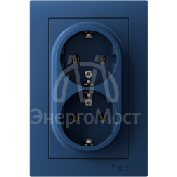 Розетка 2-м. AtlasDesign 16А с заземл. в сборе аквамарин SE ATN001124