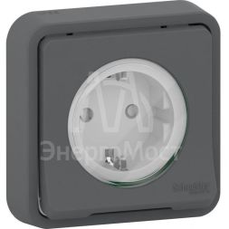 Розетка СП Mureva Styl защ. шторки с заземл. IP55 антрацит SchE MUR36132