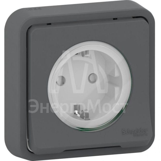 Розетка СП Mureva Styl защ. шторки с заземл. IP55 антрацит SchE MUR36132