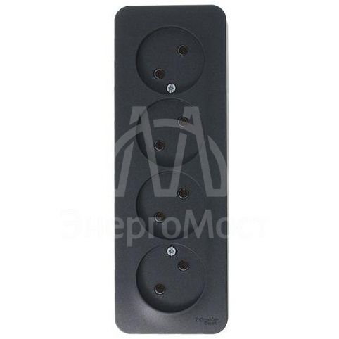 Розетка 4-м ОП BLANCA 16А 250В без шторок без заземл. изол. пласт. антрацит SchE BLNRA000416