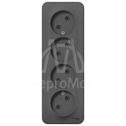 Розетка 4-м ОП BLANCA 16А 250В без шторок без заземл. изол. пласт. антрацит SchE BLNRA000416
