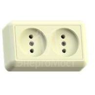 Розетка 2-м ОП Оптима 10А IP20 РА10-373 (в компл. с монтажной пластиной) без заземл. сл. кость Кунцево 8037