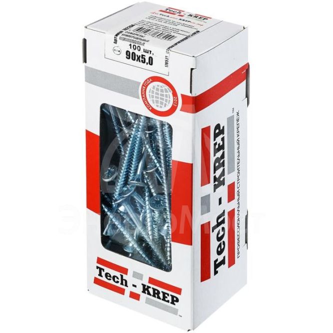 Саморез универсальный 90х5.0мм оцинк. (уп.100шт) Tech-KREP 102204