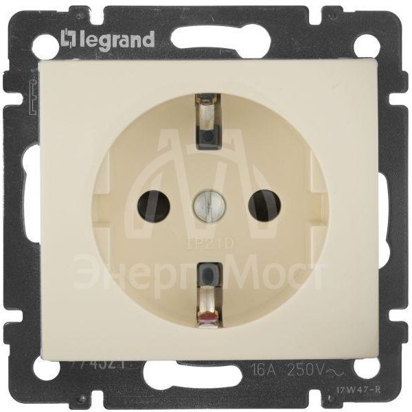 Механизм розетки 1-м СП Valena защ. шторки с заземл. сл. кость Leg 774321