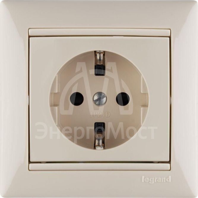 Механизм розетки 1-м СП Valena защ. шторки с заземл. сл. кость Leg 774321