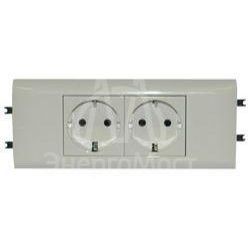 Розетка 2-м Mosaic DLP 65 2х2К+З для кабель-канала нем. станд. с суппортом с заземл. бел. Leg 077432