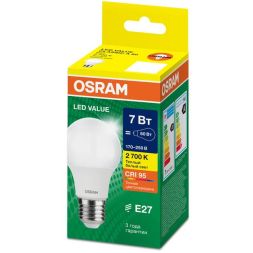 Лампа светодиодная LED G4 Value LVCLA60 7W/927 CRI95 7Вт 2700К 700лм грушевидная матов. E27 170-250В OSRAM 4058075577893